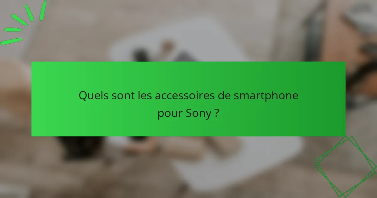 Quels sont les accessoires de smartphone pour Sony ?