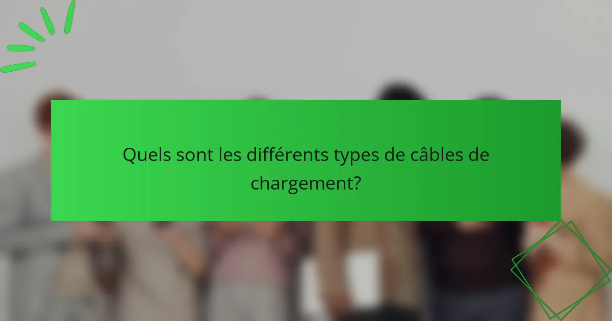 Quels sont les différents types de câbles de chargement?