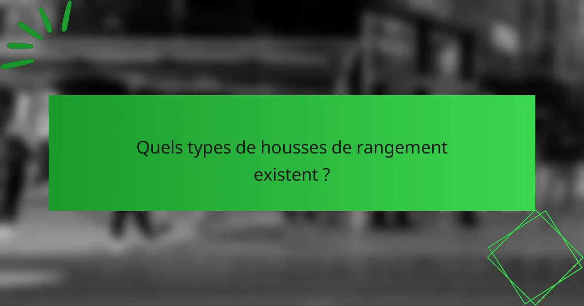 Quels types de housses de rangement existent ?